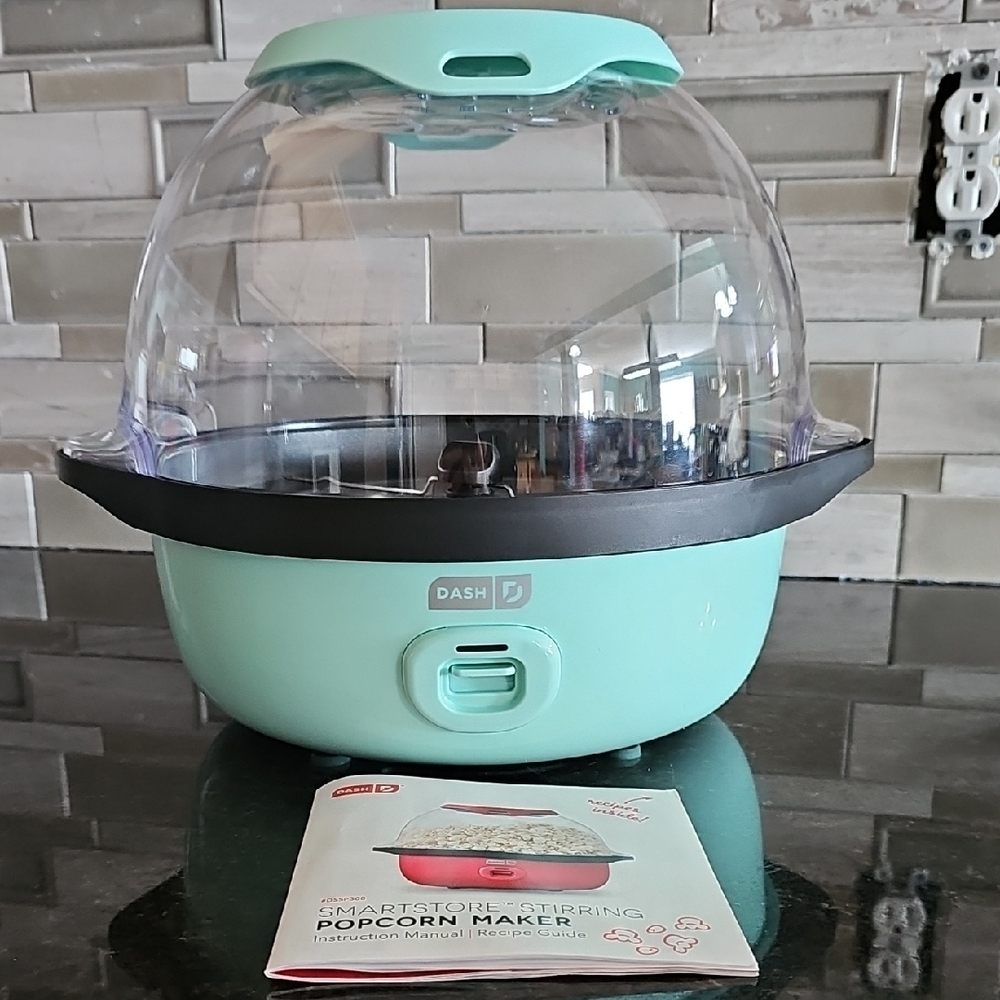 Dash Aqua Smartstore Stirring Popcorn Maker Bowl Instructions And Recipes, EUC